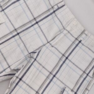 ONeill Mens Plaid Cargo Shorts White Blue Grey‎ Size 34 Buckle Exclusive Cotton